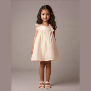 Tommy Bahama Todder Girls 3T Pink Metallic Striped Ruffle A-Line Mini Dress